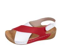 Orthopaedic Sandals for Women Uk Womens Orthopedic Sandals UK Ladies Patchwork Slides Wedge Slippers Wide Fit Slipper with Arch Support Women Slide for Beach Walking Travelling (Red, 7.5)