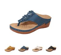 Orthopaedic Sandals Women Flip Flop Flowers Summer Shoes Comfortable Toe Separator with Footbed Women's Barefoot Shoes Breathable Slippers Leisure Women's Slippers Non-Slip Beach Sandals, navy, 5 UK
