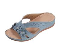 Orthopaedic Sandals Women's Flip Flops Comfort Feet Plantar Fasciitis Arch Support Orthotic Slides Sandals Chic Toe Post Mules Summer Flip Flops Lightweight Outdoor Sandals Yoga Foot Bed, blue, 8.5 UK