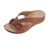 Orthopaedic Sandals Women's Flip Flops Comfort Feet Plantar Fasciitis Arch Support Orthotic Slides Sandals Chic Toe Post Mules Summer Flip Flops Lightweight Outdoor Sandals Yoga Foot Bed, brown, 9 UK