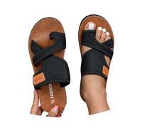 Orthopaedic Sandals Women's Hallux Valgus Summer Flat Mules Lightweight Mesh Toe Separator Beach Slippers Comfortable Breathable Slippers with Toe Ring Women's Slippers Airy Women's Slippers, O Black