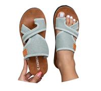 Orthopaedic Sandals Women's Hallux Valgus Summer Flat Mules Lightweight Mesh Toe Separator Beach Slippers Comfortable Breathable Slippers with Toe Ring Women's Slippers, gray, 10 UK