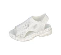 Orthopaedic Sandals Women's Knitted Platform Summer Shoes Comfortable Running Sandals Flat Casual Shoes Washable Slingback Slides Sandals with Soft Footbed Outdoor Sports Water Sandals, O White, 7 UK