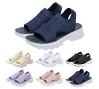 Orthopaedic Sandals Women's Slingback Summer Washable Sports Sandals Lightweight Knitted Sandals Mesh Soft Sole Casual Shoes Pain Relief Walking Shoes Platform Health Shoes, darkblue, 8.5 UK