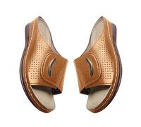 Orthopaedic Sandals Women's Summer Comfortable Women's Sandals Large Slope Heel Wide Stripes One Word Breathable Casual Shoes Platform Sandals Summer Shoes Women Comfortable Black Mother's Day, brown