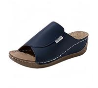 Orthopaedic Sandals Women's Summer Ergonomic Leather Mules Non-Slip Open Slippers Lightweight Comfortable Slippers Summer Shoes Open Toe Outdoor Sandals Ultra Comfort Heel Shoes, blue, 7 UK