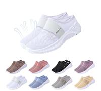 Orthopaedic Sandals Women's Summer Slippers - Flat Elegant Comfortable Women's Sandals Leisure Women's Slippers Walking Shoes Beach Sandals Lightweight Mesh Slippers Diabetic Slip-On Shoes, A01 white