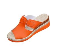 Orthopaedic Sandals Women's Wedge Heel Summer Slippers Open Platform Summer Shoes Soft Soles Trekking Sandals Non-Slip Summer Sandals Beach Holiday Wedge Sandals, Z Orange, 4 UK