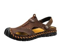 Orthopaedic Sandals, Work Shoes, Slides, Slippers, Sandals, Trekking Sandals, Leisure Shoes, Summer Shoes, Comfortable Mules with Interchangeable Footbed for Men, Leather Slippers, coffee, 13.5 UK