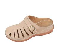 Orthopaedic Shoes Women's Casual Shoes Wedge Heel Closed Toe Hollow Belt Buckle Plain Low Shoes Women's Casual Shoes Shoes Chucks, khaki, 5 UK