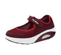 Orthopaedic Shoes Women's Diabetic Shoes Slip On with Air Cushion Running Shoes Clogs Platform Walking Shoes Women Non-Slip Gym Trainers Slippers Trainers Sports Shoes, Wine Red, 5 UK
