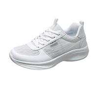 Orthopaedic Shoes Women's Mesh Breathable Trainers Flat Bottom Non-Slip Lace-Up Low Shoes Lightweight Running Shoes Leisure Hiking Shoes Platform Outdoor Shoes Comfortable Trainers, White, 6 UK