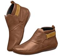 Orthopaedic Shoes Women's Wide Leather Boots Women's Black Flat Double Stitched Slip On Riding Boots Vintage Country Boots Orthopaedic Walking Shoes Short Boots Ankle Boots, brown, 5 UK