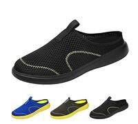 Orthopaedic Slippers Men's Mesh Breathable Slippers Comfortable Mules Front Closed Slippers Soft Soles Slippers Clogs & Mules Summer Shoes, 01 black, 8 UK