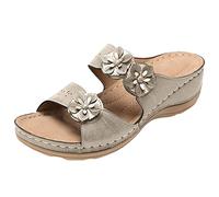 Orthopaedic Slippers, Women's Leather Sandals, Open Toe Slides, Mules, Wedge Platform Sandals, Comfortable Slippers, Non-Slip Summer Shoes, Soft Footbed, Beach Shoes, Slip-On Shoes, light green, 5 UK
