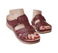 Orthopaedic Slippers, Women's Mules, Lightweight Swimming Slide, Open Toe Women's Slippers, Peep Toe Women's Sandals, Beach Visitor Slippers, Summer Shoes, Wine Red, 5 UK