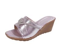 Orthopaedic Summer Platform Shoes, Glitter Slippers, Women's Beach Sandals, Wedge Sandals, Slide Sandals, Mules, Casual and Comfortable Outdoor Sandals with Open Toe, Clogs with Cork Footbed, purple
