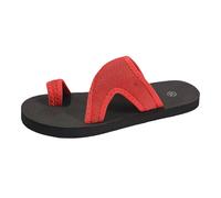 Orthopaedic Toe Sandals Women's Open Toe Slippers Slip On Summer Shoes Breathable Front Open Slippers Summer Slippers with Hallux Valgus Correction Band Flat Casual Shoes, red, 10 UK