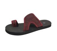 Orthopaedic Toe Sandals Women's Open Toe Slippers Slip On Summer Shoes Breathable Front Open Slippers Summer Slippers with Hallux Valgus Correction Band Flat Casual Shoes, Wine Red, 8.5 UK