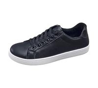 Orthopaedic Trainers Men's Flat Sole Casual Shoes Made of Leather Lightweight Walking Shoes Fashion Running Shoes Sporty Outdoor Shoes Wide Feet Lace-Up Shoes Soft Sole Sports Shoes, Black (black 3