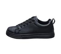 Orthopaedic Trainers Men's Flat Sole Casual Shoes Made of Leather Lightweight Walking Shoes Fashion Running Shoes Sporty Outdoor Shoes Wide Feet Lace-Up Shoes Soft Sole Sports Shoes, Black (black 1