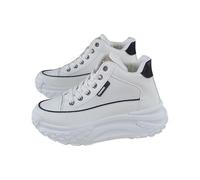 Orthopaedic Trainers Women's Platform Tennis Shoes Round Toe Thick Floor School Shoes Comfortable Lace Running Shoes Lightweight Fitness Shoes Women Elevate Shoes Casual Non-Slip Athletic Shoes, White