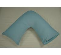 Orthopaedic V-pillow with Free pillowcase- Pregnancy Support V Shaped Triangle Pillow with polycotton pillowcase 74x34cm-Hollow Fibre V-pillow for for Neck,Maternity Pregnancy Support (Duck Egg Blue)