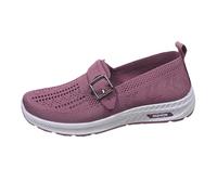 Orthopaedic Walking Shoes Women's Lightweight Wide H Hiking Shoes Mesh Breathable Fitness Shoes Memory Foam Trainers Slip On Running Shoes Without Laces Leisure Trainers with Buckle, purple, 7 UK