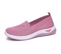 Orthopaedic Women's Shoes Women Flat Sole Casual Shoes Cushioning Mesh Hollow Out Trainers without Lacing Boat Shoes Lightweight Fashionable Walking Shoes Soft Sole Casual Outdoor Shoes, pink, 6 UK