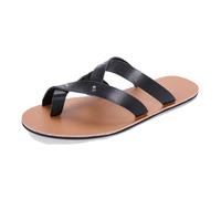 Orthopedic Beach Sandals, Casual Breathable Fashion Slip-On Bunion Corrector Sandals for Men, Lightweight Non-slip Open Toe Corrector, for Pain Relief Hallux Valgus Bunion Symptoms(Black,6.5 UK)
