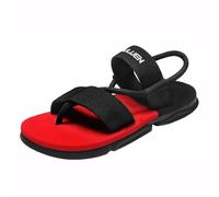 Orthopedic Beach Sandals for Men, Mens Summer Non- Slip Adjustable Cross Strap Bunion Corrector Sandals, Summer Breathable Soft Outdoor Toe Ring Flip Flops, for Birthday, Ideas for Papa(Red,9 UK)