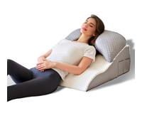 Orthopedic Bed Wedge Pillow with Removable Crescent Pillow - Support for Sleeping, Sitting, Acid Reflux & Post-Surgery Recovery - Adjustable Neck, Back & Elbow Cushion - White & Grey