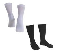 Orthopedic Boot Socks 4 Pack | 2 Pairs Black & White | Soft Cotton Mid-Calf Medical Walker Boot Socks | Non-Binding Support Socks for Foot, Ankle & Leg Comfort | Compatible with Walking Boot