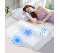 Orthopedic Cervical Memory Foam Pillow for Neck & Shoulder Pain Relief - Ergonomic Neck Support with Neck Roll, Dual-Height Contour for Side/Back Sleepers, Cooling Washable Cover - 100-Night Trial