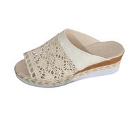 Orthopedic Chunky Sandals for Women Wedge Sandals Large Thick Bottom Hollowed Out Fish Mouth With A Straight Slope And Slippers Brown for Women Flat Ladies Sandles Size 5 (Beige,5.)