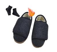 Orthopedic Diabetic Shoes, Men Winter Widening Warm Fur Lining Adjustable Diabetic Shoes, Non- Slip Orthotic Plantar Fasciitis Sneakers, for Elderly, Swollen Feet, Plantar Fasciitis(Black,8.5 UK)