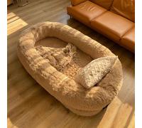 Orthopedic Dog Bed - Anti-Slip Pet Sleeping Mat with Washable Faux Fur, Plump Pillow Blanket for Comfort - Ideal for Large Dogs and Crate Use