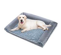 Orthopedic Dog Bed for Small & Medium Dogs, Memory Foam Dog Sofa with U-Shaped Bolster, Soft Plush Washable Cover Waterproof Lining Non-Skid Bottom Comfortable Supportive Dog Bed Large (96×71×16cm)
