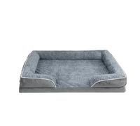 Orthopedic dog bed, Large Movable Dog Bed, Pet Sofa And Handrail, Non-sliding At The Bottom, Orthopedic Egg Foam, Sleep,Memory foam dog bed(Light gray,XXL)