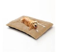 Orthopedic Dog Bed Large Washable, Fluffy Dog Sofa Bed Cushion Mat, Medium Large Size Warm Pet Crate Mattress, Removable Pet Cushion Pillow with Non-Slip Base (100x70x10cm,Beige)