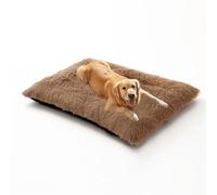 Orthopedic Dog Bed Large Washable, Fluffy Dog Sofa Bed Cushion Mat, Medium Large Size Warm Pet Crate Mattress, Removable Pet Cushion Pillow with Non-Slip Base (100x70x10cm,Khaki)
