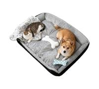 Orthopedic Dog Bed - Thick Warm Sleeping Mat for Pets | Non-Slip Washable Plush Cushion, Soft Supportive Pet Bed for Puppy, Cat, Small Medium Large Dog Indoor Living Room, Balcony, 90x70cm Gray Black