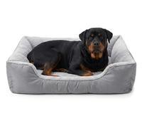 Orthopedic Dog Beds 3XLarge Size, 122x90+18cm Extra Thick Supportive Dogs Sofa, Washable Warming Dog Pillow with U-Shape Bolster, Soft Plush Sherpa and Nonskid Bottom, Grey