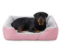 Orthopedic Dog Beds 3XLarge Size, 122x90+18cm Extra Thick Supportive Dogs Sofa, Washable Warming Dog Pillow with U-Shape Bolster, Soft Plush Sherpa and Nonskid Bottom, Pink