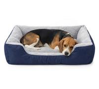 Orthopedic Dog Beds Large Size, 75x58+17cm Extra Thick Supportive Dogs Sofa, Washable Warming Dog Pillow with U-Shape Bolster, Soft Plush Sherpa and Nonskid Bottom, Navy