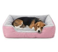 Orthopedic Dog Beds Large Size, 75x58+17cm Extra Thick Supportive Dogs Sofa, Washable Warming Dog Pillow with U-Shape Bolster, Soft Plush Sherpa and Nonskid Bottom, Pink