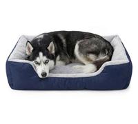 Orthopedic Dog Beds XXLarge Size, 105x80+18cm Extra Thick Supportive Dogs Sofa, Washable Warming Dog Pillow with U-Shape Bolster, Soft Plush Sherpa and Nonskid Bottom, Navy