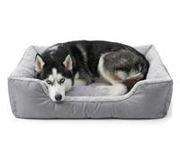 Orthopedic Dog Beds XXLarge Size, 105x80+18cm Extra Thick Supportive Dogs Sofa, Washable Warming Dog Pillow with U-Shape Bolster, Soft Plush Sherpa and Nonskid Bottom, Grey