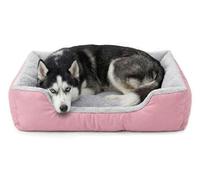Orthopedic Dog Beds XXLarge Size, 105x80+18cm Extra Thick Supportive Dogs Sofa, Washable Warming Dog Pillow with U-Shape Bolster, Soft Plush Sherpa and Nonskid Bottom, Pink