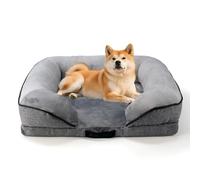 Orthopedic Egg-Shaped Sponge Dog Beds Large Sized Dog with Sides, Removable Cover and Non-Slip Bottom (Grey, 35 * 25 * 8)